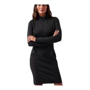 ATHLETA NWT Women's Delancey Dress Black Knit Fully Lined Mock Neck XS MSRP $159